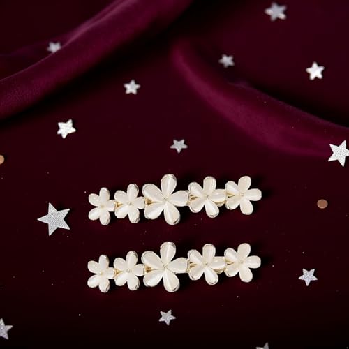 Senyango Golden Flower Opal Hair Clips 2-Piece Sparkly Wedding Barrettes