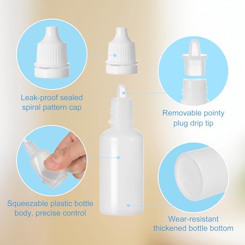 Plastic Dropper Bottles 15ml Squeezable Travel Containers with Funnel 6 Pcs