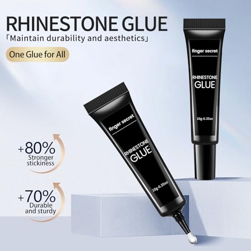 BEVINAS Rhinestone Glue Gel Kit for Nail Art Gems and Charms with Tools