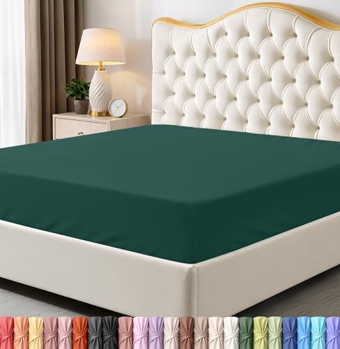 King Fitted Sheet - Ultra Soft Microfiber, 15-Inch Deep Pocket, Emerald