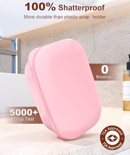 Quatish 3 Pack Leakproof Travel Soap Case - Pink, Green, Blue