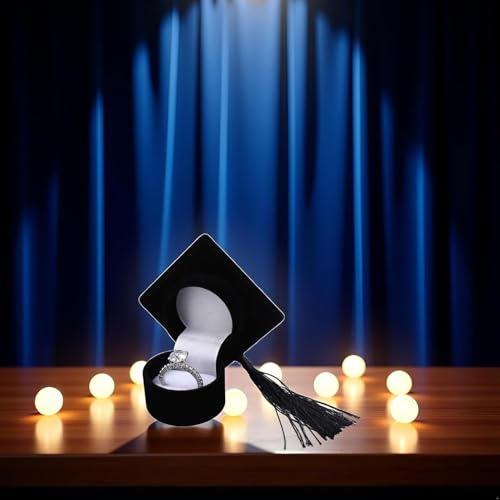 Black Graduation Cap Ring Box - Class Ring Storage and Keepsake