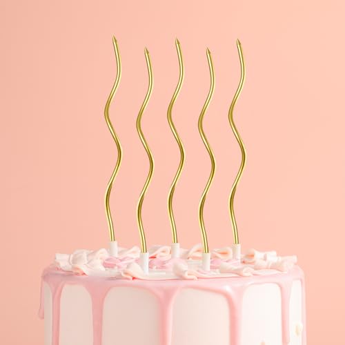 CAKE CODE 24-Count Gold Spiral Birthday Cake Candles with Holders, 7.1 Inch