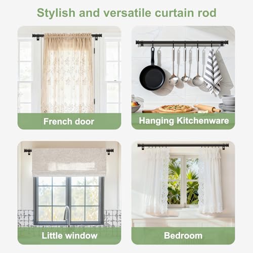 TKZTKZ Heavy Duty Black Curtain Rod - Adjustable 18-45 Inch Metal Rod