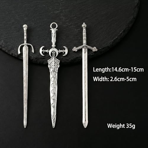 Gothic Metal Sword Hair Sticks 3PCS Dragon Hair Pins for Updos