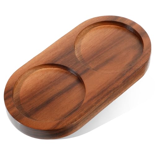 Acacia Wood Salt and Pepper Mill Tray - Kitchen Storage Holder