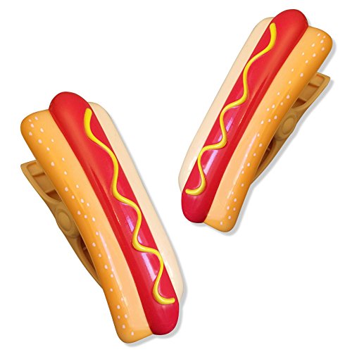 O2COOL Boca Beach Towel Clip – Hot Dog Design, Set of 2