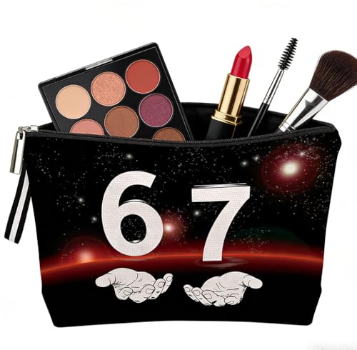 Starry Sky 67 Meme Makeup Bag Waterproof Cosmetic Pouch with Lanyard