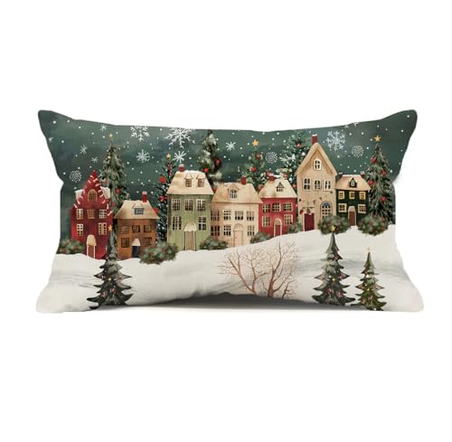 Winter Christmas Pillow Cover 12x20 Inch Decor for Holiday & Farmhouse
