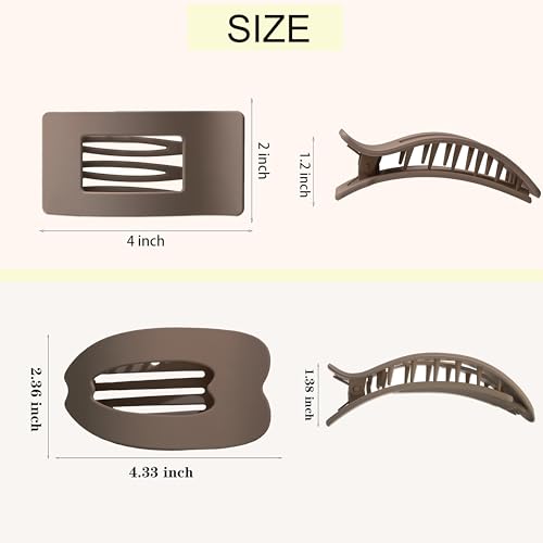 Wnqou 6-Pack Flat Hair Claw Clips for Women Large Strong Hold