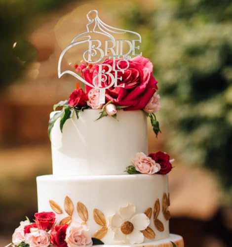 Bride to Be Acrylic Cake Topper Silver for Bridal Shower Engagement