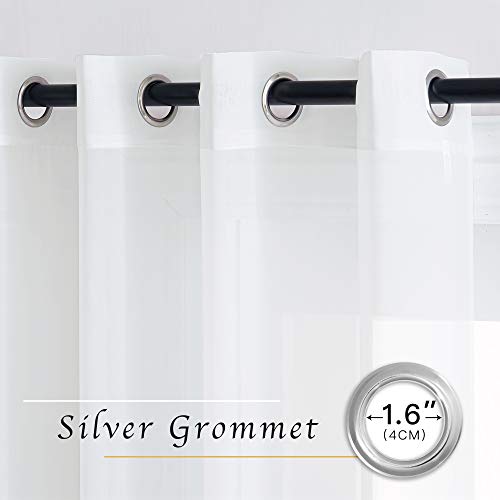NICETOWN White Sheer Curtains 55"W x 84"L (2-Pack) - Chiffon Semi Sheer Panel
