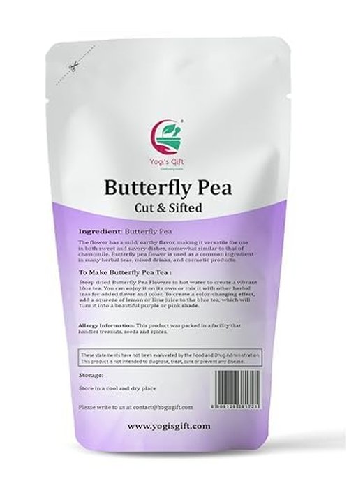 Butterfly Pea Flower 4 oz, Loose Leaf Cut & Sifted (300+ Cups), Non-GMO Dried Flowers, Natural Blue, Purple Drinks & Food Coloring, Premium Quality, By Yogi’s Gift®