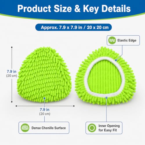 Chenille Microfiber Mop Head Covers for O-Cedar Triangle Mops - 3 Pack