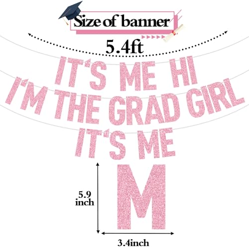 Pink Glitter Graduation Banner - Class of 2026 Decor