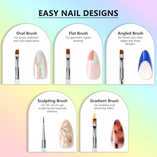 YOOVR 10-Piece Nail Art Brush and Dotting Tool Set for Gel Polish