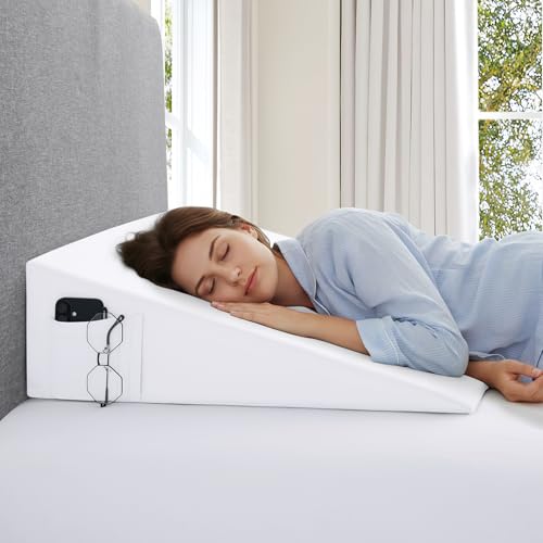 White Wedge Pillow Cover with Zipper and Side Pocket - 25" x 25" x 8"