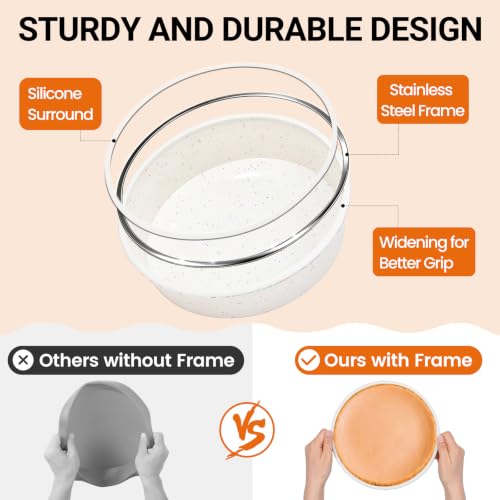 CAKETIME 8-Inch Silicone Round Cake Pan Set of 2, Non-Stick, BPA-Free, Cream