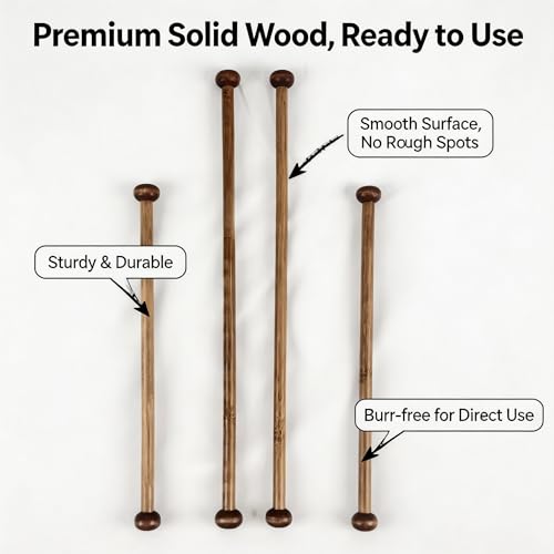 Whimamore Solid Wood Dowel Rods for Closet & Tapestry Hanging, 4-Piece Set