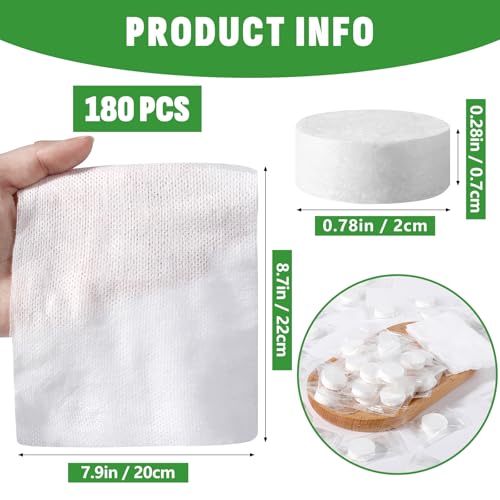 180 PCS Compressed Towel, Mini Compressed Towel Tablets, Disposable Compressed Face Towels, Camping Towel, Portable Bulk Compressed Coin Tissues for Home, Travel, Outdoor Sports