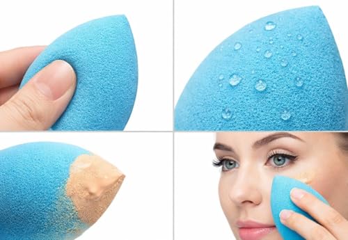 Makeup Sponge Blender Set 3 Pack Aqua Latex-Free Beauty Sponges