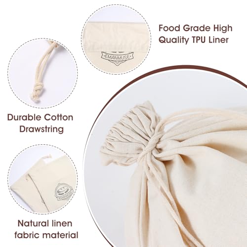 2 Pack Linen Bread Bags for Sourdough - TPU Lined Freshness