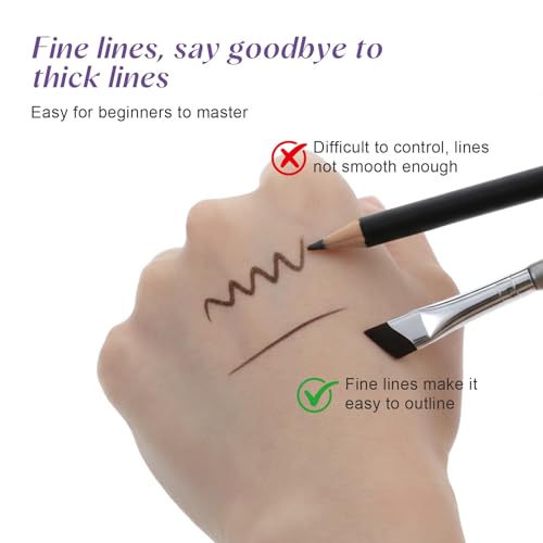 Sorcristy 5 Pack Angled Eyeliner and Eyebrow Brush Set for Precision Makeup