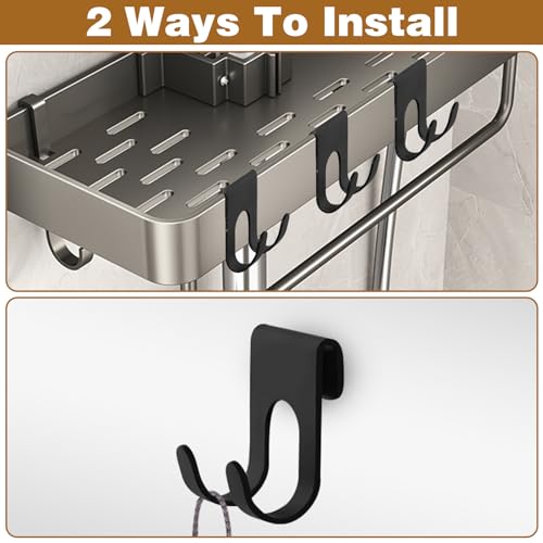 4-Pack Metal Shower Hooks for Towel and Loofah Organization