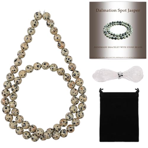 Dalmatian Spot Jasper Bead Kit - 15-Inch, 6mm Round Beads for Jewelry Making