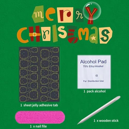 Christmas Press on Nails Almond Medium False Nails French Tip Holiday Art