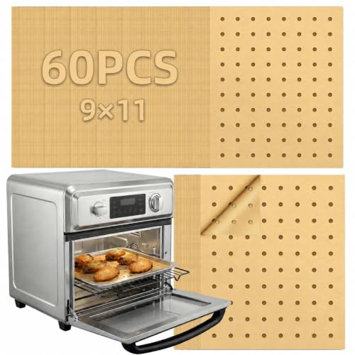 MEIYA Disposable Air Fryer Liners - 60 Pcs Non-Stick Parchment Sheets