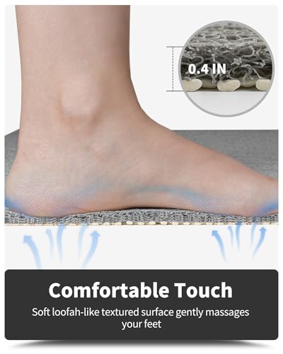 MontVoo Non-Slip Bathtub Mat 16x24 Inch - Quick Drying Foot Scrubber in Grey