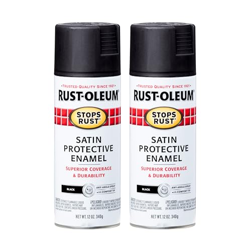 Rust-Oleum Stops Rust Satin Black Spray Paint, 12 oz, 2 Pack