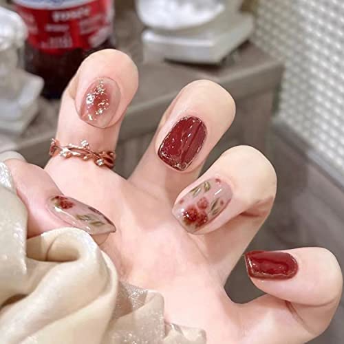 Vezocim Short Press on False Nails - 24Pcs Reusable Acrylic Fake Nails