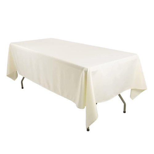 Sparkles Make It Special 10-pcs 60" x 102" Inch Rectangular Polyester Cloth Fabric Linen Tablecloth - Wedding Reception Restaurant Banquet Party - Machine Washable - Ivory