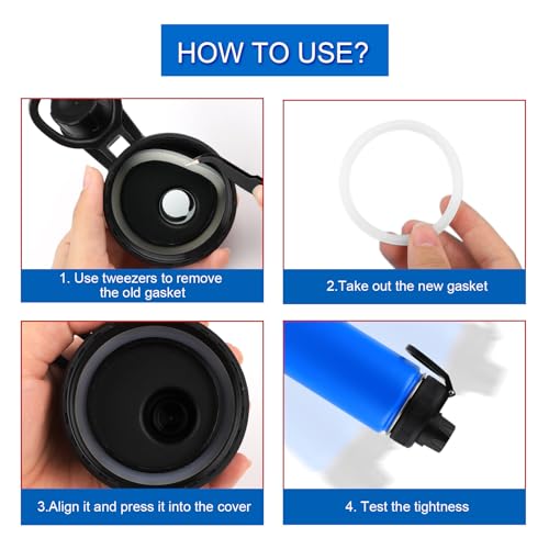6pcs Stainless Steel Water Bottle Gasket Replacement for DRINCO 14/18/22/32/40/64oz, Silicone Spout Lid Sealing Rings & Water Bottle Spout Lid Gaskets for DRINCO Chug Lids
