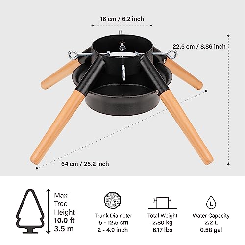 Christmas Tree Stand for Real Trees Up to 10ft, Black Metal with 4.9 Inch Diameter
