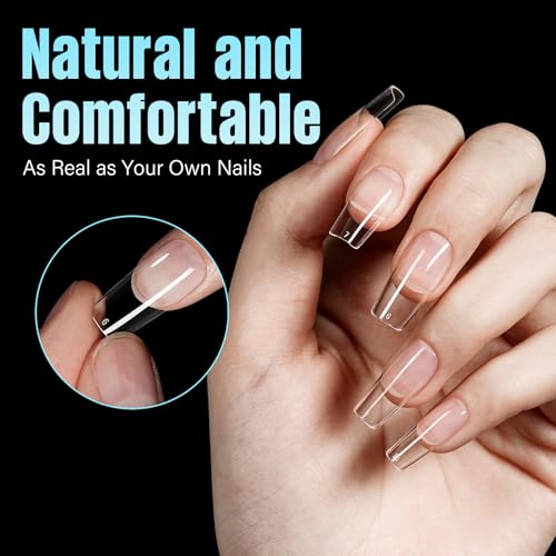 TOMICCA Medium Square Soft Acrylic Nail Tips - 240Pcs Pre-Shaped Half Matte
