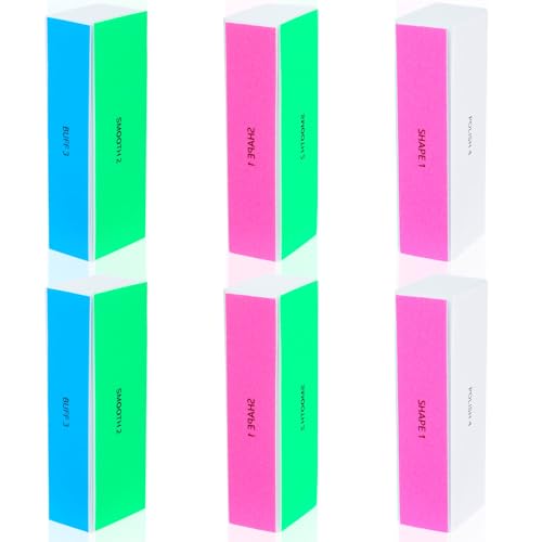 Dopenspi 4-Way Nail Buffer Block Set, 6-Pack Multi-Grit Sponge Files