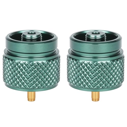 2pcs Camping Stove Adapter Propane to Butane Adapter Gas Converter 16 oz Propane Tank Input EN417 Valve Output Camp Fuel Refill Adapter for Backpacking & Hiking£¨Ink Green)