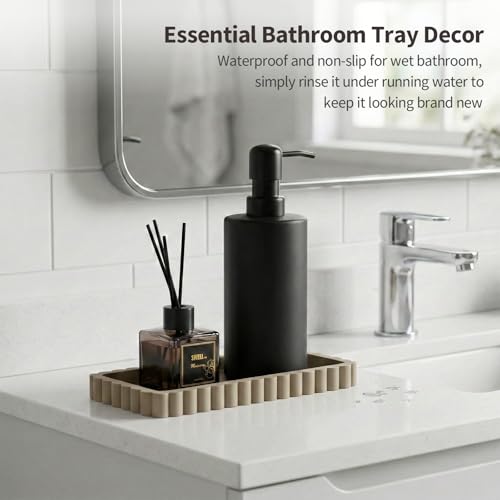 Small Silicone Bathroom Vanity Tray - Multi-Purpose Sink Organizer