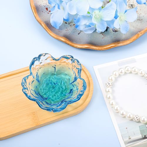 Qianyu Blue Flower Glass Ring Dish – Aesthetic Trinket Tray & Key Bowl