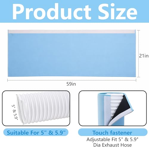 Portable AC Hose Insulation Sleeve - 60" Exhaust Duct Cover