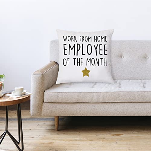 Employee of The Month Funny Throw Pillow Cover, 18x18 White-a