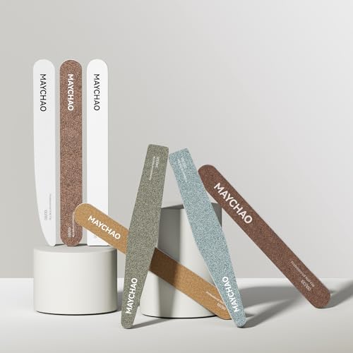 MAYCHAO 7-Piece Nail File and Buffer Set - Professional Emery Boards and Shine Kit for Natural, Acrylic, and Gel Nails