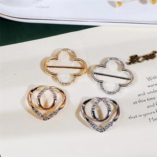 4PCS Scarf Ring Clips for Women - Button Covers & Shirt Tighteners