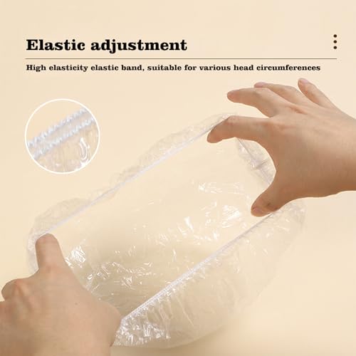 MISSJOJIAY 100 PCS Disposable Shower Caps Thickened Waterproof Plastic Hair Bath Caps 20.5"