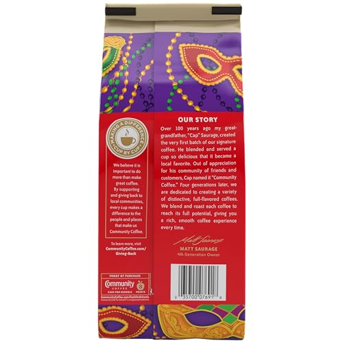 Community Coffee Mardi Gras King Cake Flavored Ground Coffee, 32oz
