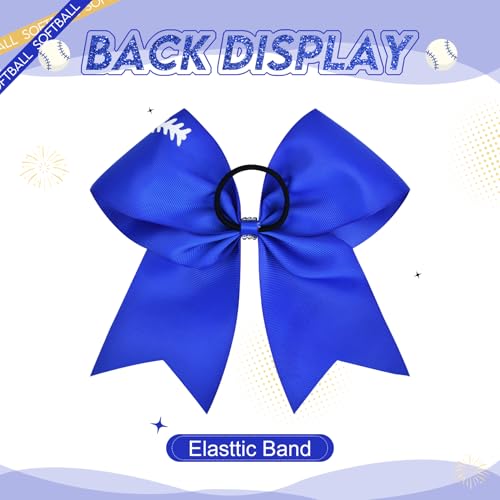 Aileam 8-Inch Softball Cheer Bows 8-Pack Hair Bow Ponytail Holders