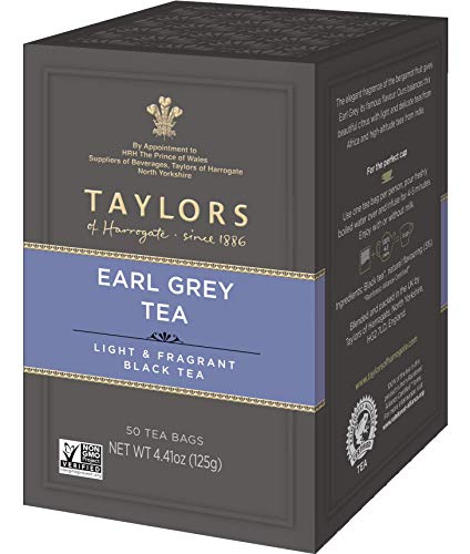 Earl Grey Tea Bags - Premium Black Tea with Bergamot, 50 Count